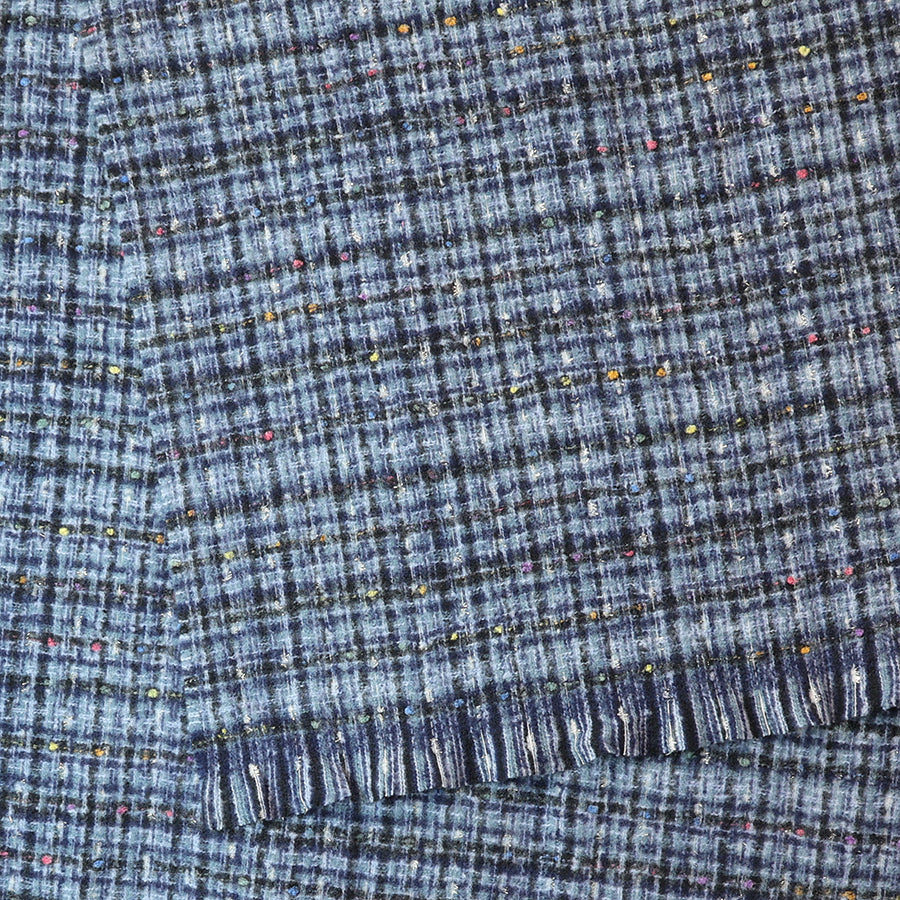 Chelsea Navy Mix Check Weave Scarf with Metallic Thread