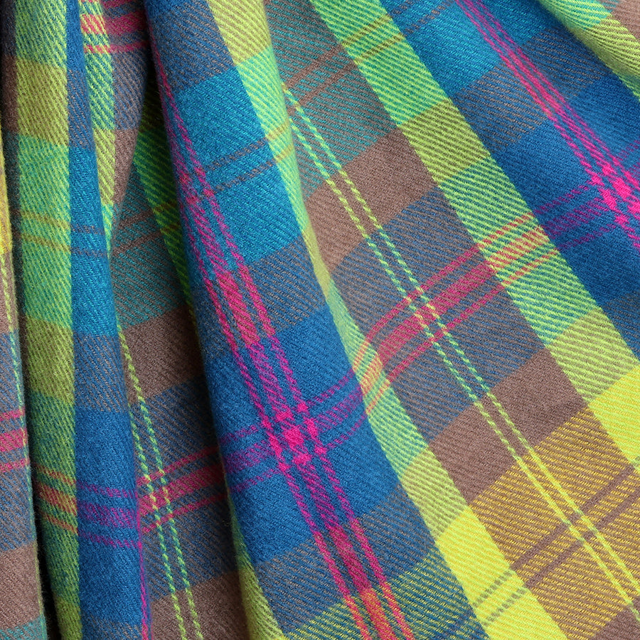 Esme Lime, Blue and Pink Classic Tartan Check Scarf
