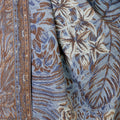 Celia Blue and Brown Mix Reversible Ornate Fern Leaf Scarf