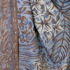 Celia Blue and Brown Mix Reversible Ornate Fern Leaf Scarf