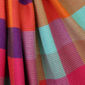 Harriet Aqua, Pink and Multi Mix Pleated Check Scarf