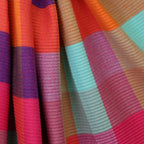 Harriet Aqua, Pink and Multi Mix Pleated Check Scarf