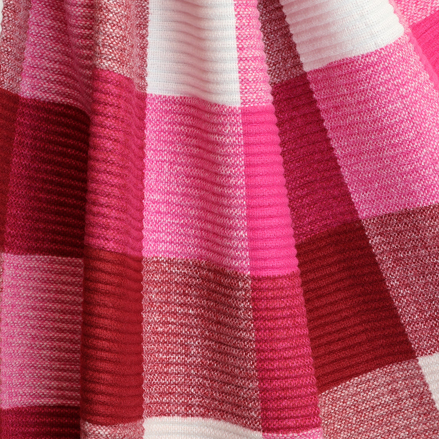 Harriet Raspberry, Red and White Mix Pleated Check Scarf