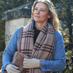 Nellie Taupe, Cream and Brown Classic Check Scarf