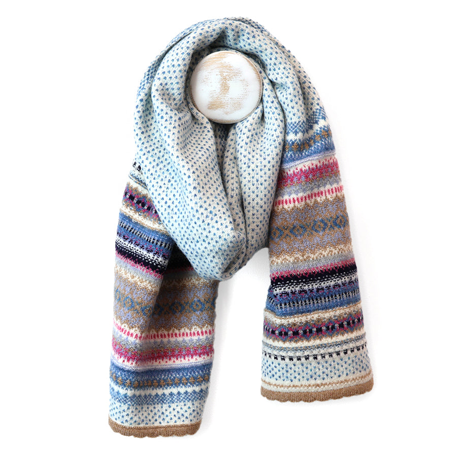 Evie Blue Mix Multi Knit Stripe Scarf