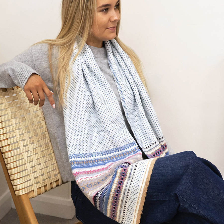 Evie Blue Mix Multi Knit Stripe Scarf