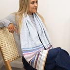 Evie Blue Mix Multi Knit Stripe Scarf