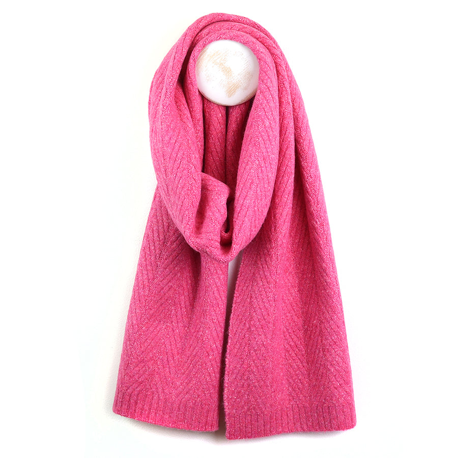Charlotte Magenta Herringbone Knit Scarf