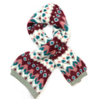 Imogen Duck Egg and Wine Fluffy Patterned Pull Through Scarf
