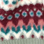 Imogen Duck Egg and Wine Fluffy Patterned Pull Through Scarf