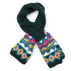 Valentina Dark Green Fair Isle Knit Pull Through Scarf