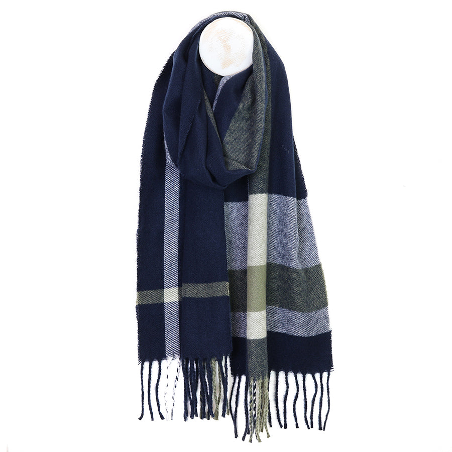 Ralph Khaki and Navy Classic Check Scarf