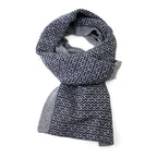 Theo Grey and Navy Reversible Chevron Pull Through Scarf for Men