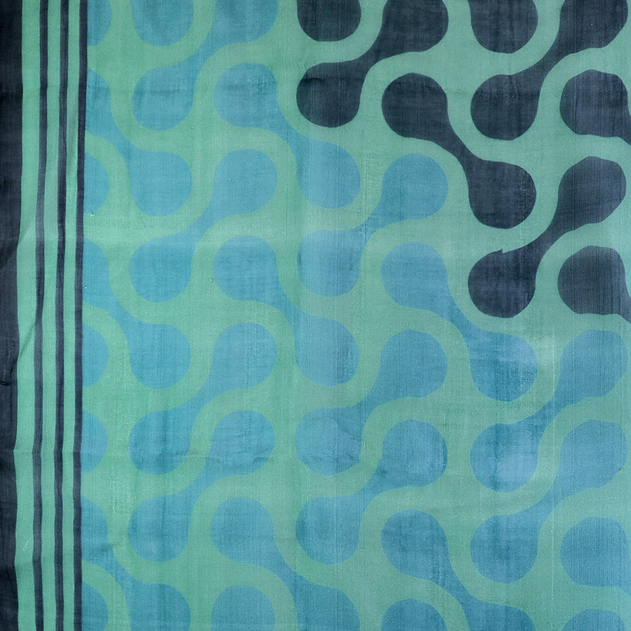 Navy and Teal Mix 100% Silk Repeat Symmetrical Shape Print Square Scarf