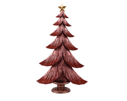 Elegant Polyresin Christmas Tree Ornament – Red with Gold Star