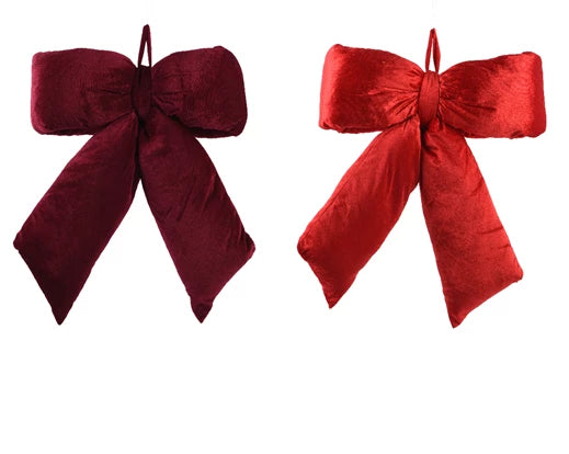 Luxury Velvet Polyester Bow – Christmas Red & Oxblood