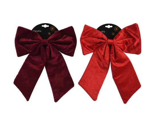 Luxury Velvet Polyester Bow – Christmas Red & Oxblood
