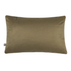 A rectangular Preston Cushion in Green in a muted olive-brown color, made of a smooth satin-like fabric, shown against a plain white background.