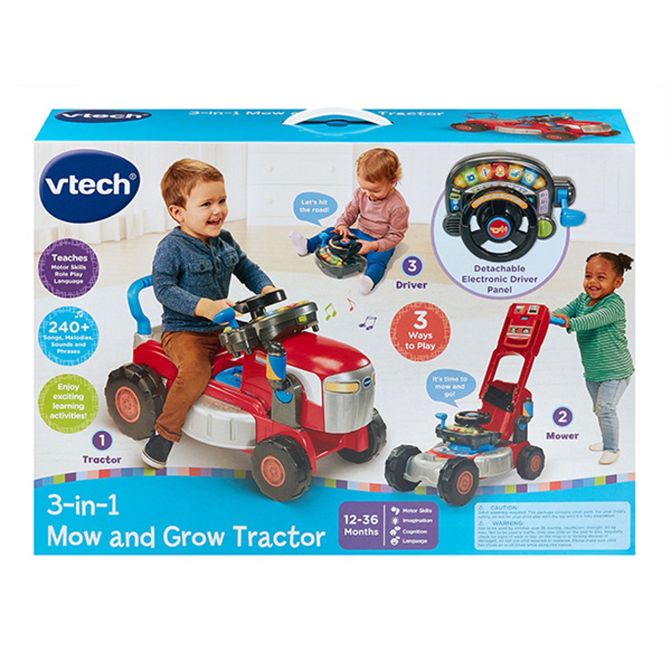 VTech 3-in-1 Mow & Grow Tractor | Ride-On & Push-Along Mower