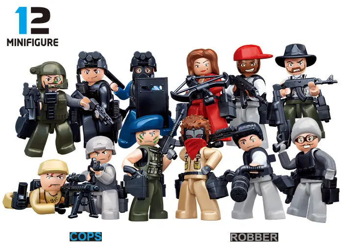Sluban Cops & Robbers 12-Piece Minifigure Set