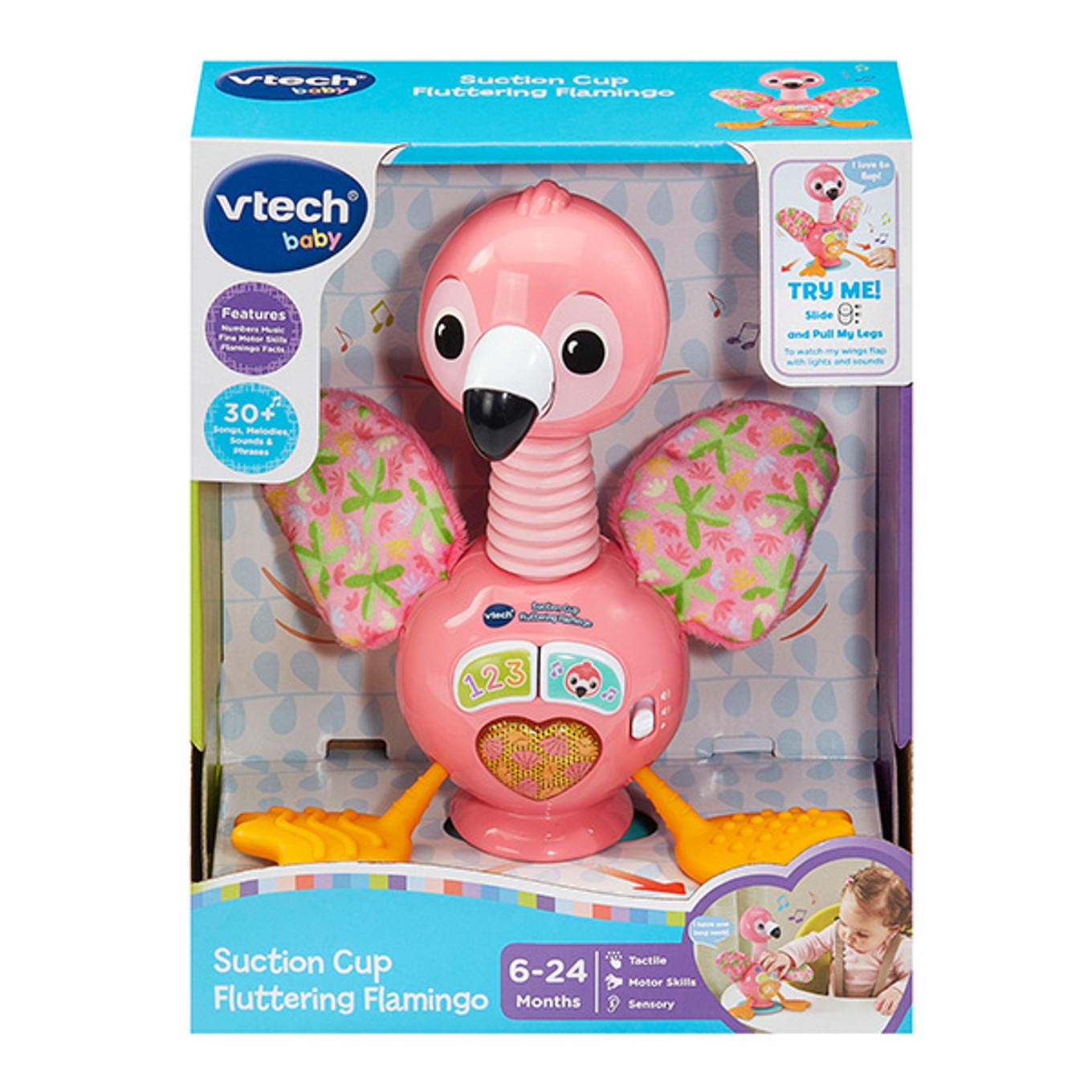 VTech Suction Cup Fluttering Flamingo | Highchair Sensory Toy Flemings Department Store VTech Suction Cup Fluttering Flamingo | Highchair Sensory Toy Flemings Department Store