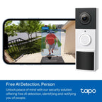 Tapo D210 Video Doorbell Camera – 2K, Battery, AI, No Subscription