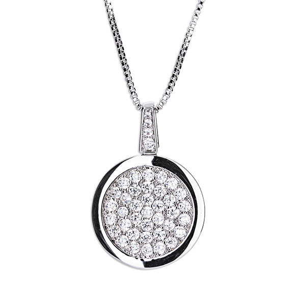 SILVER DIAMANTE ROUND PENDANT