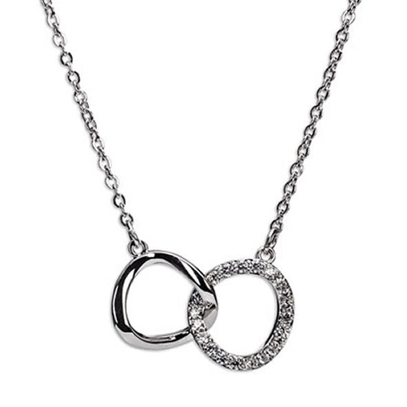 SILVER INTERLOCKING DIAMANTE RINGS NECKLACE - Flemings Department Store