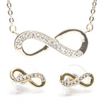 Newgrange Infinity Necklace & Earrings Gift Set – Silver, Gold & Rose Gold