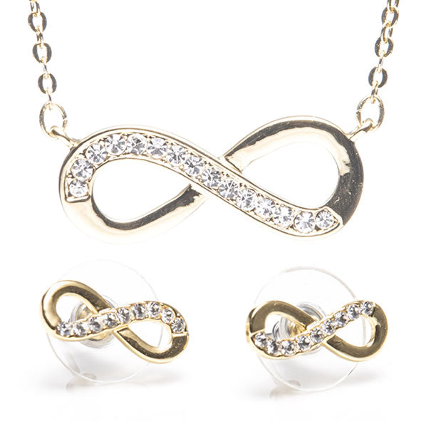 Newgrange Infinity Necklace & Earrings Gift Set – Silver, Gold & Rose Gold