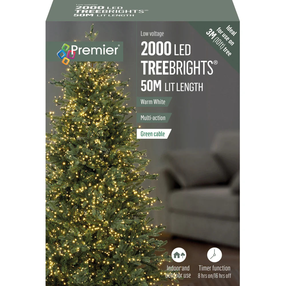 Premier 2000 LED Treebrights – Warm/White/Rainbow, 50M, Timer Lights