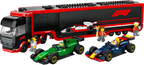 LEGO F1 Truck with RB20 & AMR24 – City Race Car Set