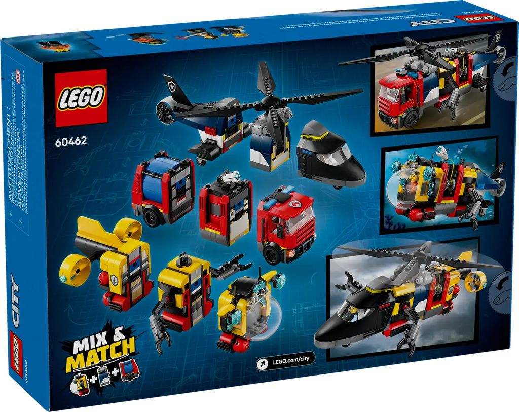 LEGO® City Helicopter, Fire Truck & Submarine Remix (60462)