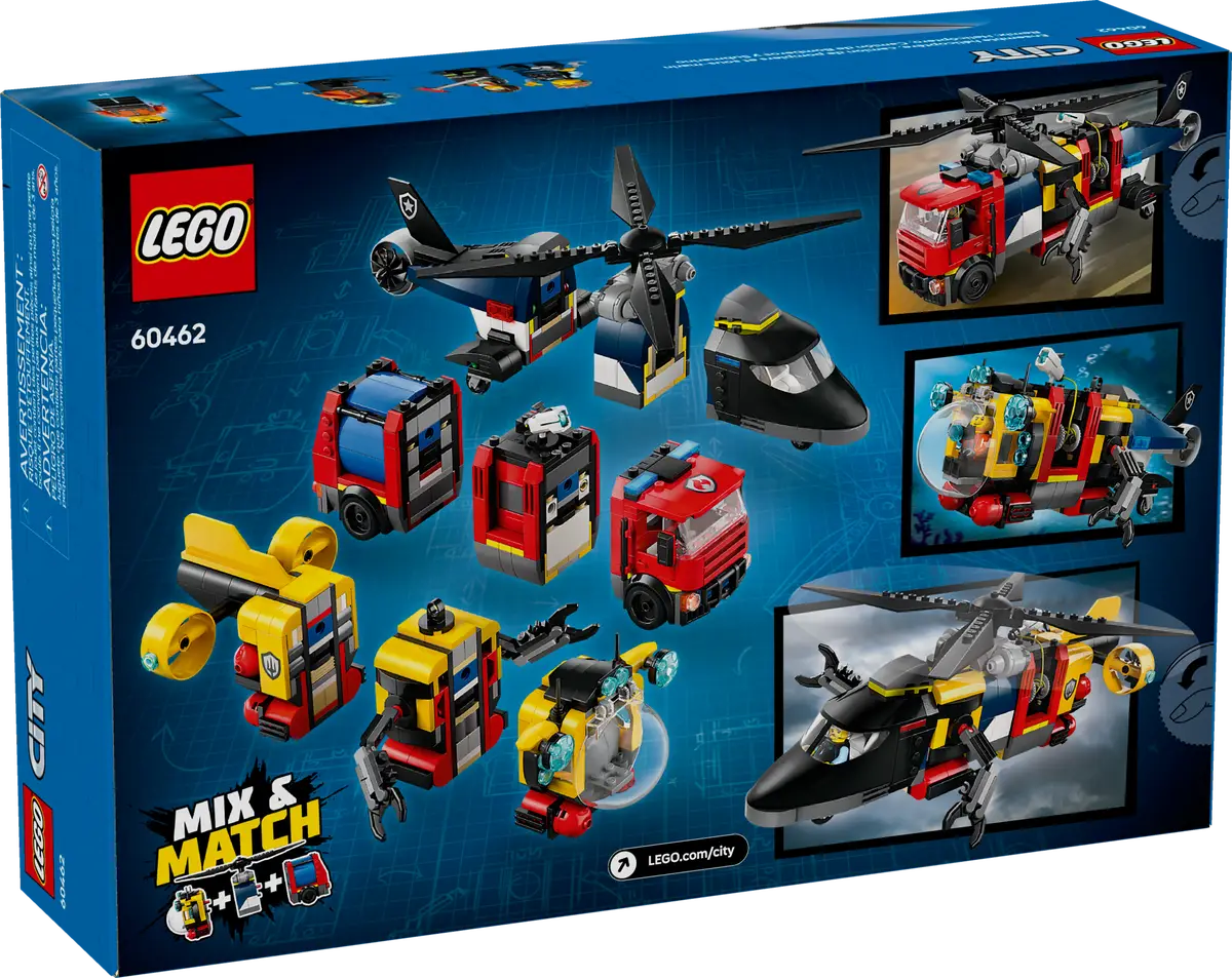 LEGO® City Helicopter, Fire Truck & Submarine Remix (60462)