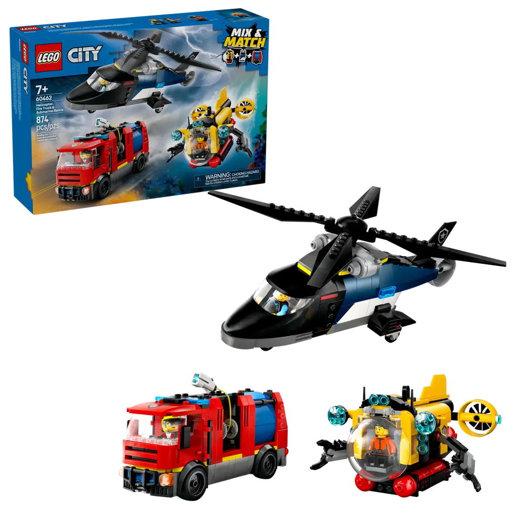 LEGO® City Helicopter, Fire Truck & Submarine Remix (60462)