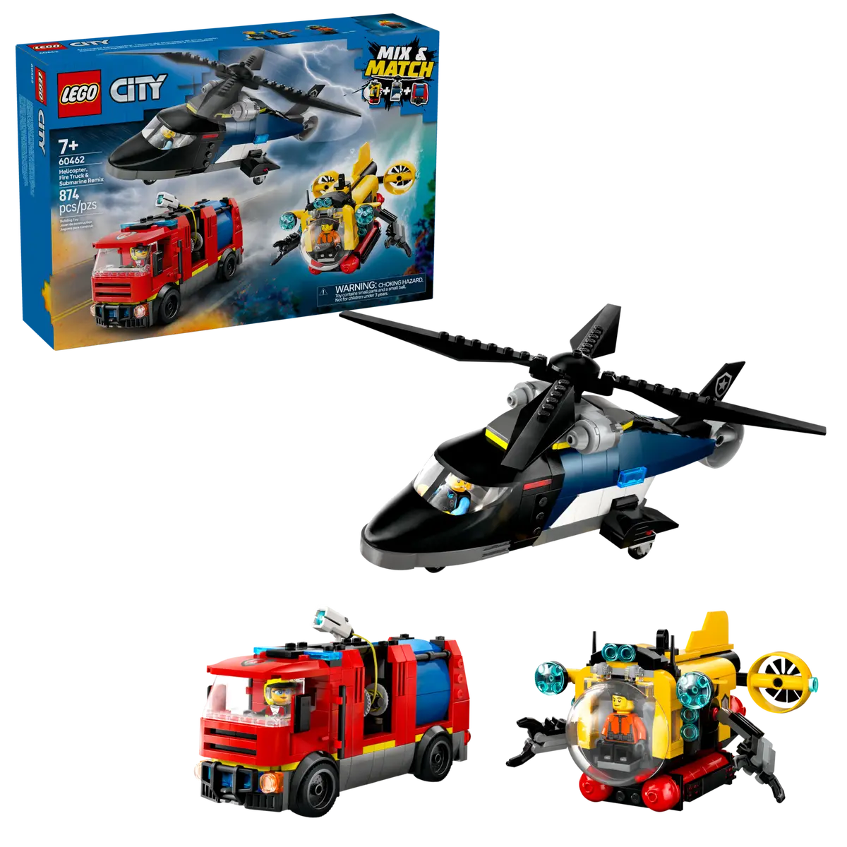 LEGO® City Helicopter, Fire Truck & Submarine Remix (60462)