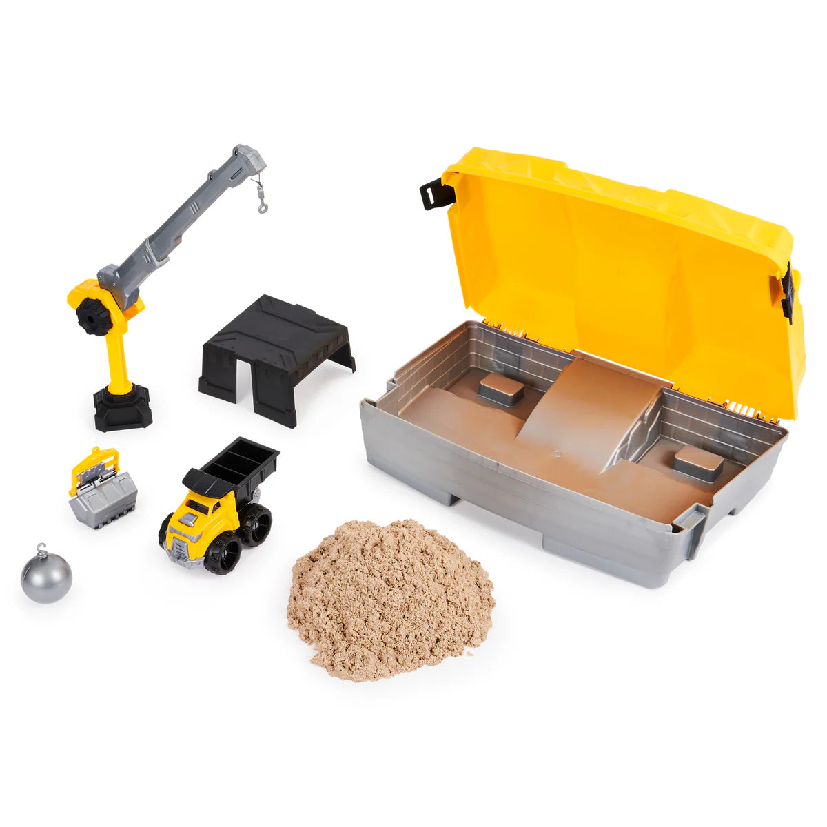Kinetic Sand Construction Sandbox – 907g Play Sand, Crane & Dump Truck