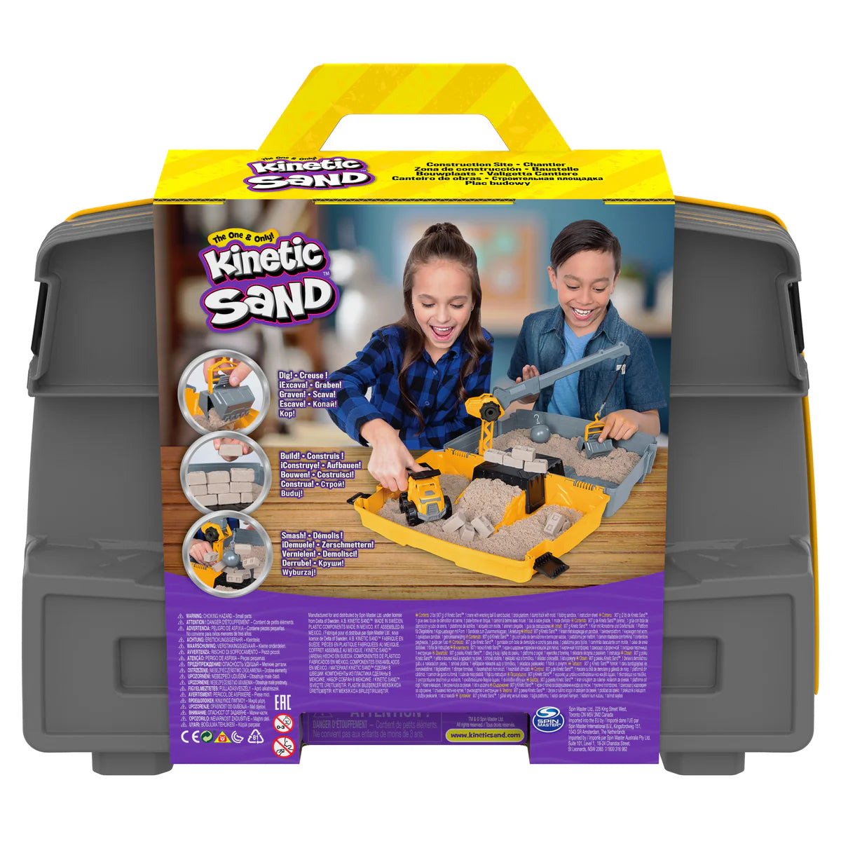 Kinetic Sand Construction Sandbox – 907g Play Sand, Crane & Dump Truck