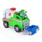 Toy fire truck with a character inside on a white background