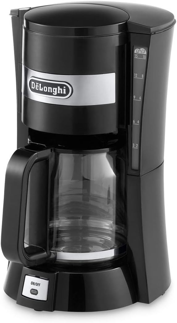 De'Longhi ICM15210 Filter Coffee Machine – 1.25L, 10-Cup, Auto Shut-Off, Anti-Drip – Black