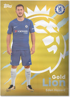 Person wearing a blue sports uniform with a prominent logo on a yellow background