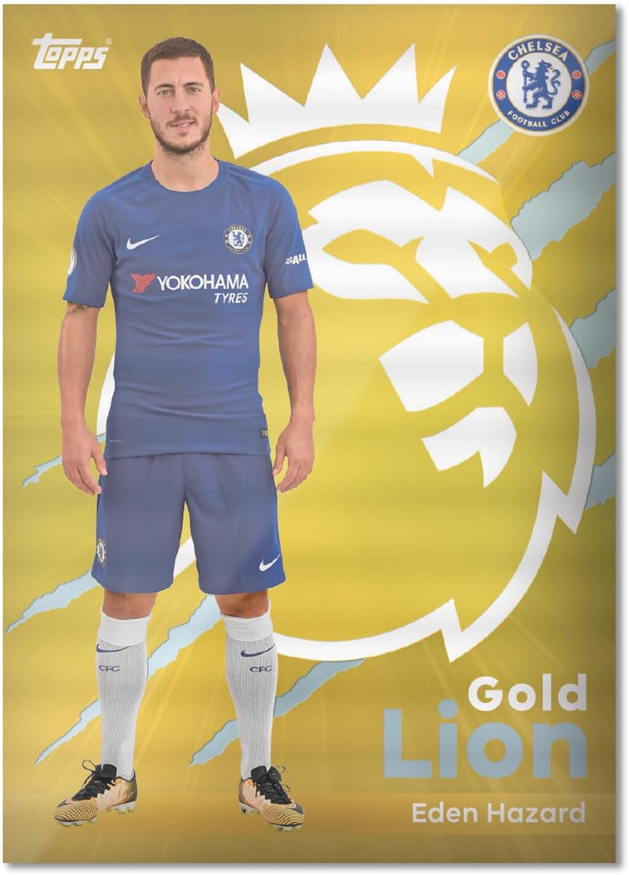 Person wearing a blue sports uniform with a prominent logo on a yellow background