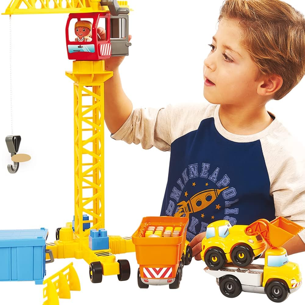 Ecoiffier ECO2999 Abrick Building Block Playset Construction Site with Crane - Flemings Department Store