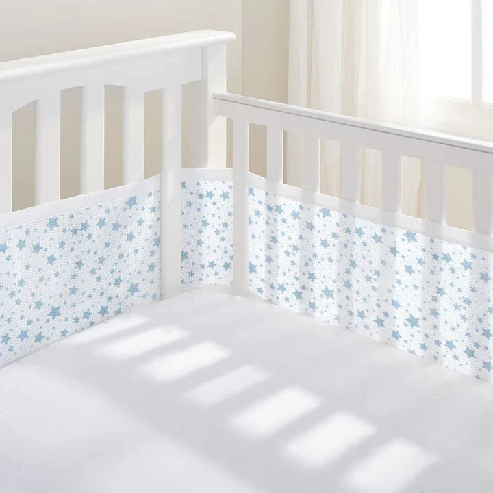 BreathableBaby Mesh Cot Liner – Twinkle Blue | 4-Sided Classic Mesh