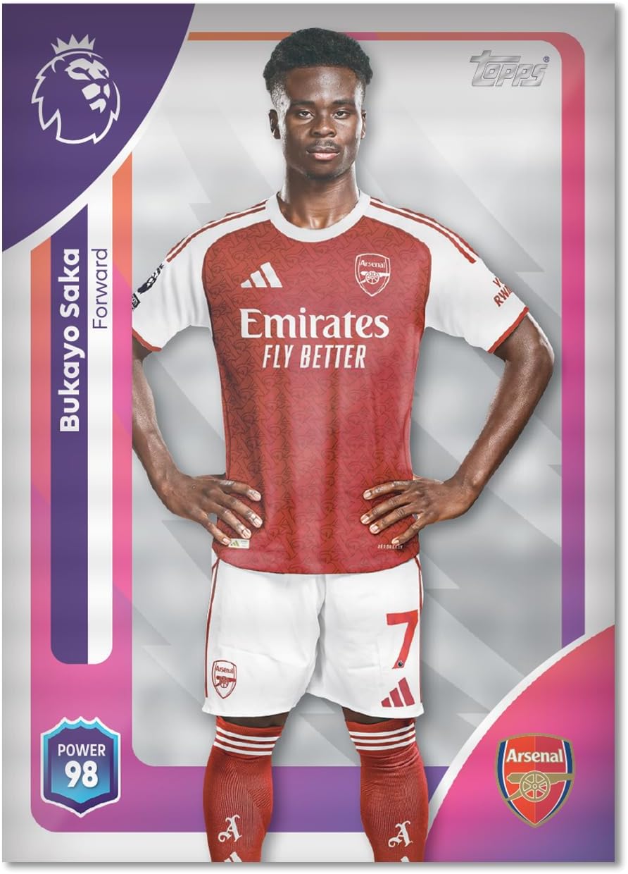 Futbol player card with Arsenal uniform and branding