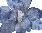 Blue Frost Velvet Poinsettia Clip – Winter Sky Christmas Flower