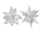 Winter white velvet poinsettia clip with artificial fur and pearls
