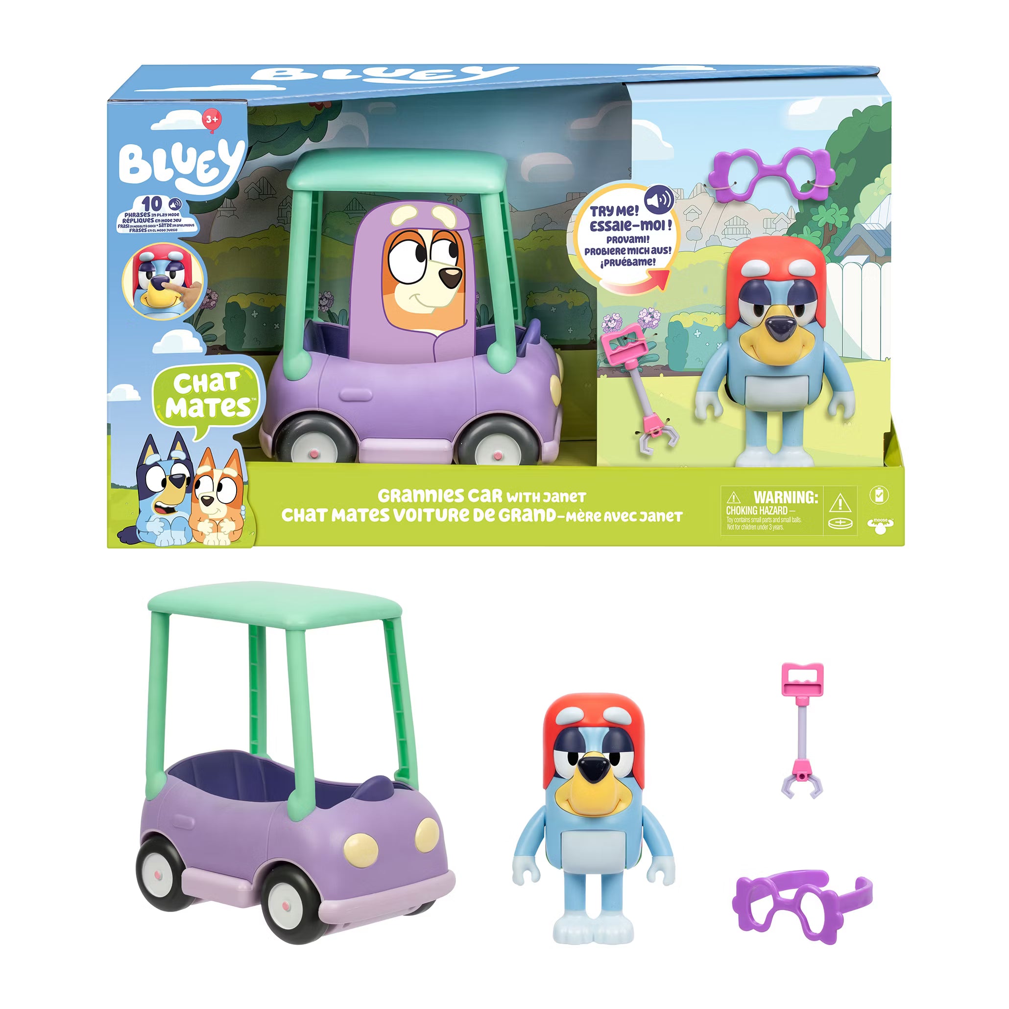 Bluey Chat Mates – Grannies Car with Janet Figure & Sounds