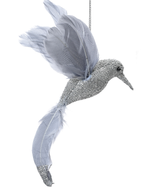 Elegant Kaemingk glitter bird baubles with real feathers - left pose