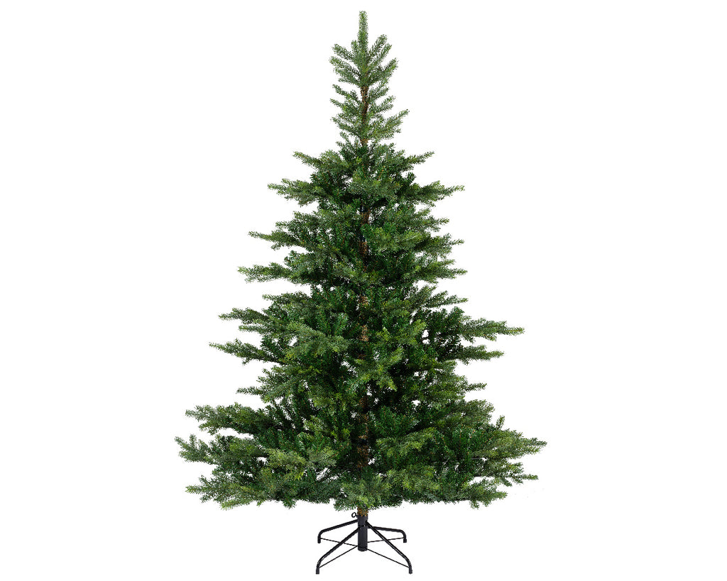 Everlands Grandis Fir artificial Christmas tree, realistic PE/PVC layered tips, available in 6 ft, 7 ft, and 8 ft with hinged branches & metal stand